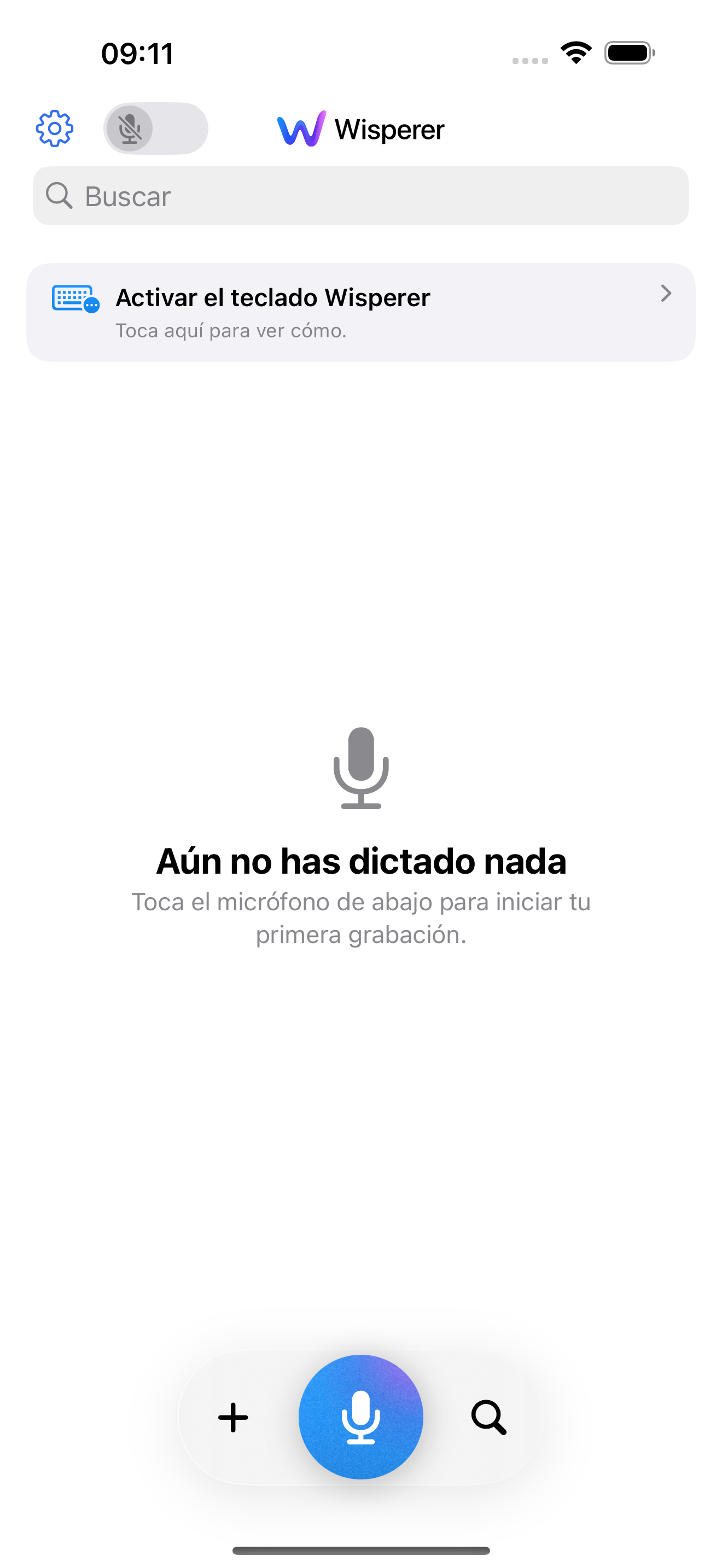 Pantalla de grabación de Wisperer
